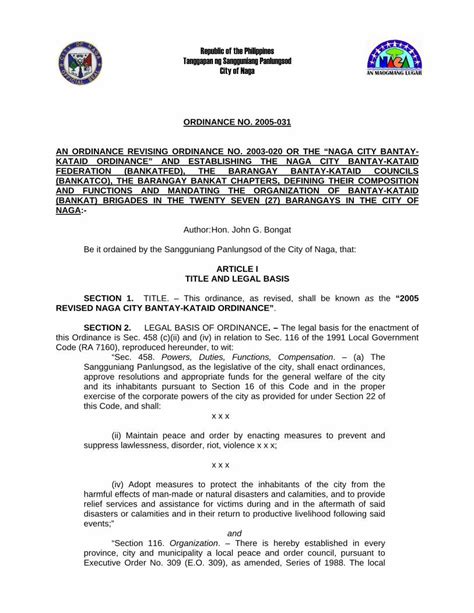 pasig city ordinance list|Republic of the Philippines SANGGUNIANG PANLUNGSOD .